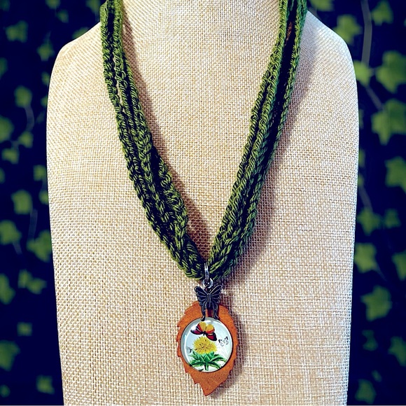 Handmade Crochet Necklace Butterfly Pendant Boho